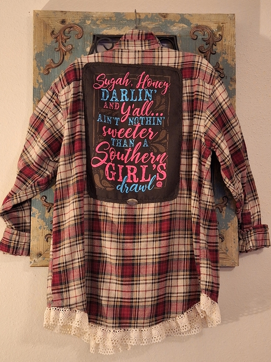 Reworked Patchwork SHACKET Tops - Sugah, Honey DARLIN' AND y'all AINT NOTHIN' sweeter THAN A Southern GIRL'S drawl